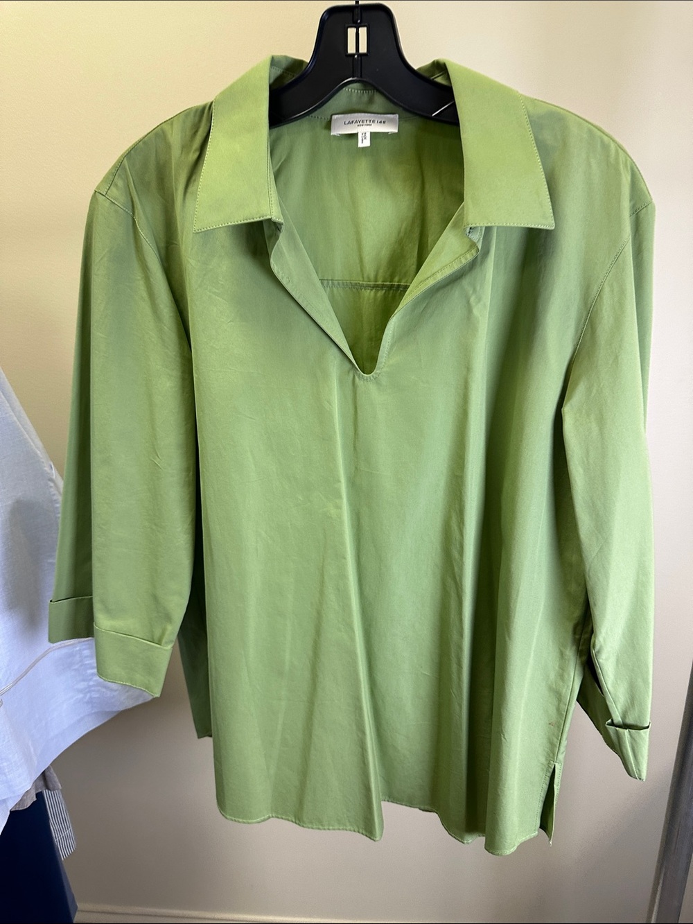 Lafayette 148 New York Green V-Neck Collared Tunic